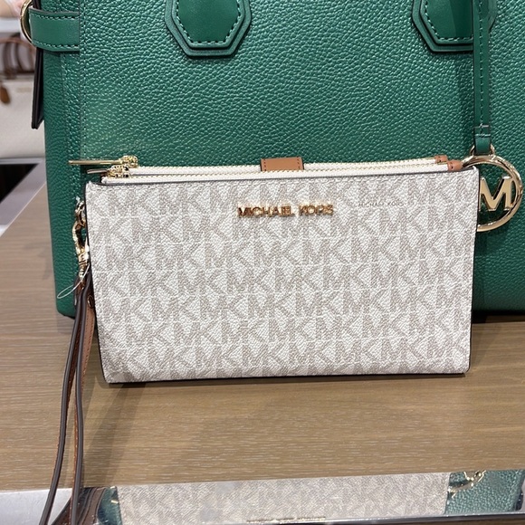 Michael Kors Jet Set Travel Large Double-Zip Wristlet-Wallet-PhoneHolder Vanilla - Picture 11 of 16